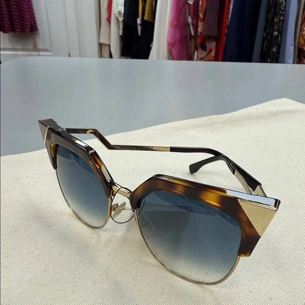 Fendi Tortoiseshell and Blue Gradient Sunglasses